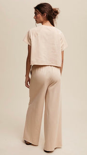 Wide Leg French Terry Knit Pants