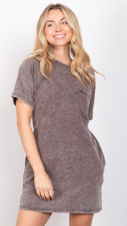 Mineral Wash Knit Dress w/Pockets