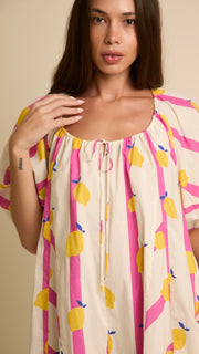 Lemon Stripes Romper w/Pockets