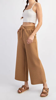 Quilted Knit Wide Leg Pants