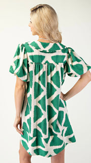 Geo Print Peter Pan Collar Dress