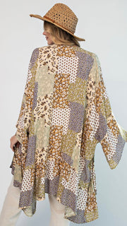Patchwork Kimono Sleeve Sheer Cardi