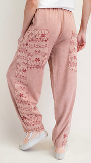 Tribal Cotton Mixed Fabric Mineral Pants