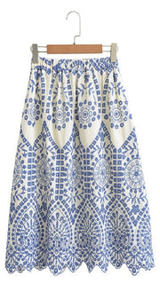 Scallop Hem Embroidered Skirt