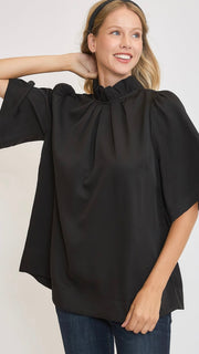 Ruffle High Neck A-Line Top