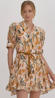 Watercolor Floral Button Front Dress