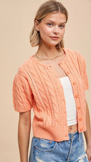 Annette Cable Puff Slv Cardigan