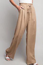 Textured Woven Ruffle Waist Pants