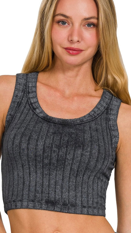 Mineral Wide Rib Crop Tank Top