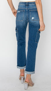 High Rise Stretch Cargo St Leg Jean