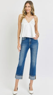 High Rise Ankle Cuff St Leg Jean