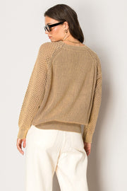 Mineral Wash Pointelle Sleeve Sweater