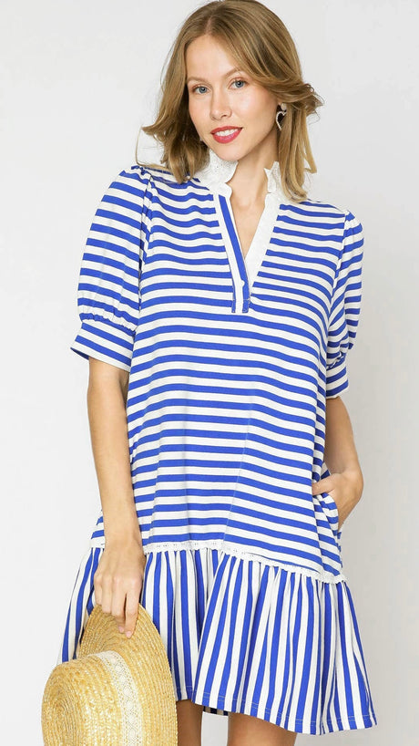 Stripe Knit Drop Waist Dress