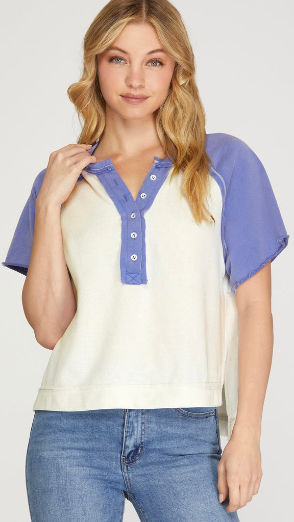 French Terry Knit Raglan Top