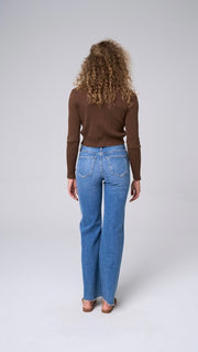 High Rise Wide St Leg Stretch Jean