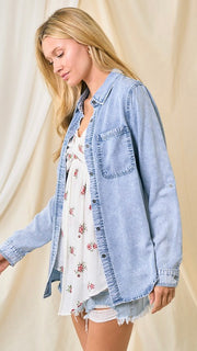 Washed Tencel Chambray Button Top