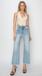 High Rise Wide Leg Crop Jeans