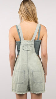 Mineral Wash Twill Strap Denim Romper