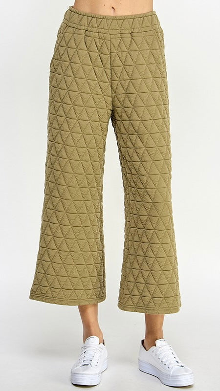 Quilted Crop Wide Leg Pants