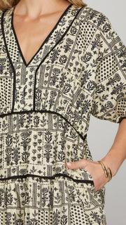 Botanical Print Cotton Poplin Dress