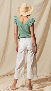 Patch Pocket Wide Leg Stretch Pants