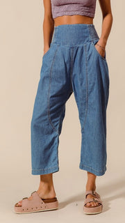 Smocked Waist Harem Jogger Jeans