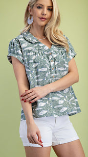 Out to Sea Ruffle Collar Top