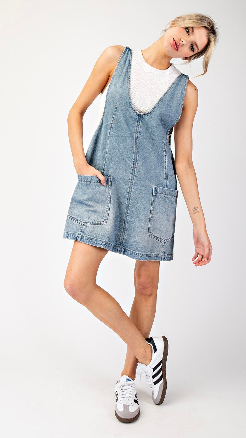 Denim Jumper Dress w/Pkts Denim Jumper Dress w/Pkts
