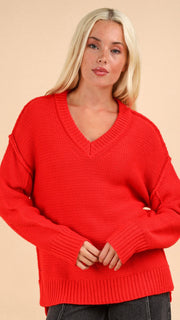 Hi-Lo Split Hem V-Neck Sweater