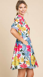 Sweetheart Floral Puff Sleeve Dress