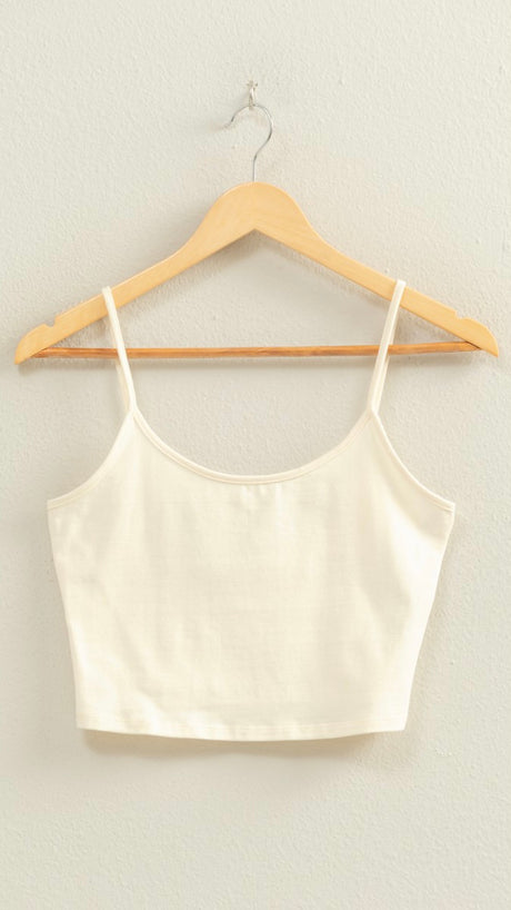 Solid Knit Cami Strap Crop Tank Top