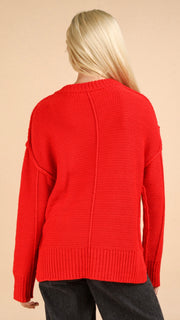 Hi-Lo Split Hem V-Neck Sweater