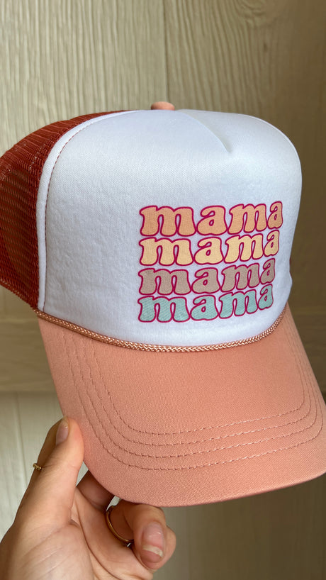 Mama Print Puffy Trucker Hat