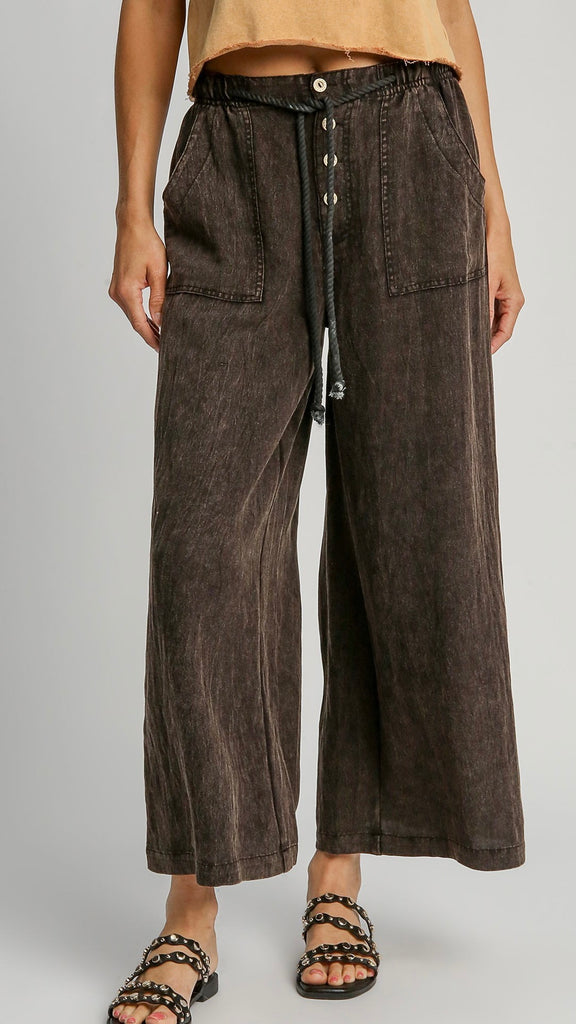 Mineral Wash Button + Cord Waist Pants