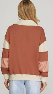 Blocked Sleeve French Terry Sweatshirt