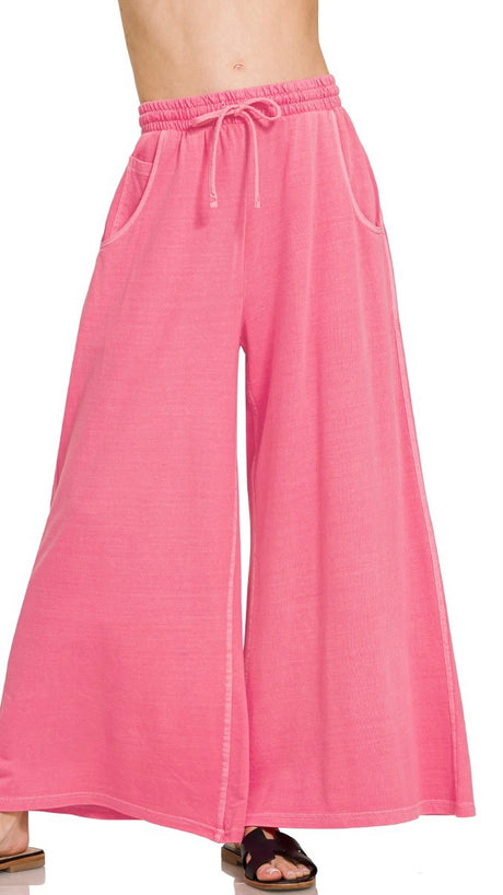 Enzyme Wash French Terry Wide Leg Pants 2