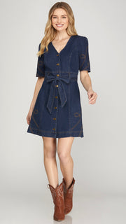 Western Stitch Stretch Denim Dress