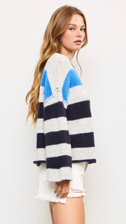 Blocked Stripe Wide Sleeve Sweater