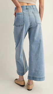 Double Patch Pkt  Ankle Wide Jeans