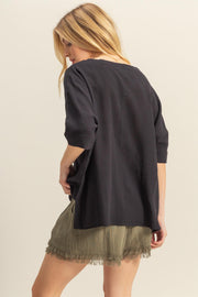 Lynn V-Neck Linen Look Top