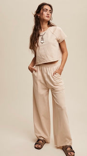 Wide Leg French Terry Knit Pants