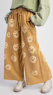 Smiley Wide Leg French Terry Pants