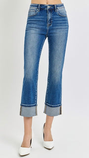 High Rise Ankle Cuff St Leg Jean