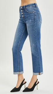 High Rise B-Fly Cuffed St Leg Jean