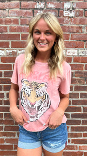 Fearless Tiger Washed Knit Top