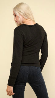 Mineral Waffle Knit Henley Top