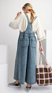 Wide Leg Mineral Patch Pocket Overalls