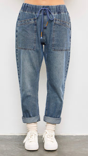 Saturday Patch Pkt Drawstring Jeans