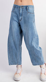 Barrel Leg Slash Pkt Stretch Jeans