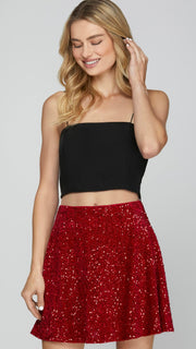 Flare Sequin Mini Skirt